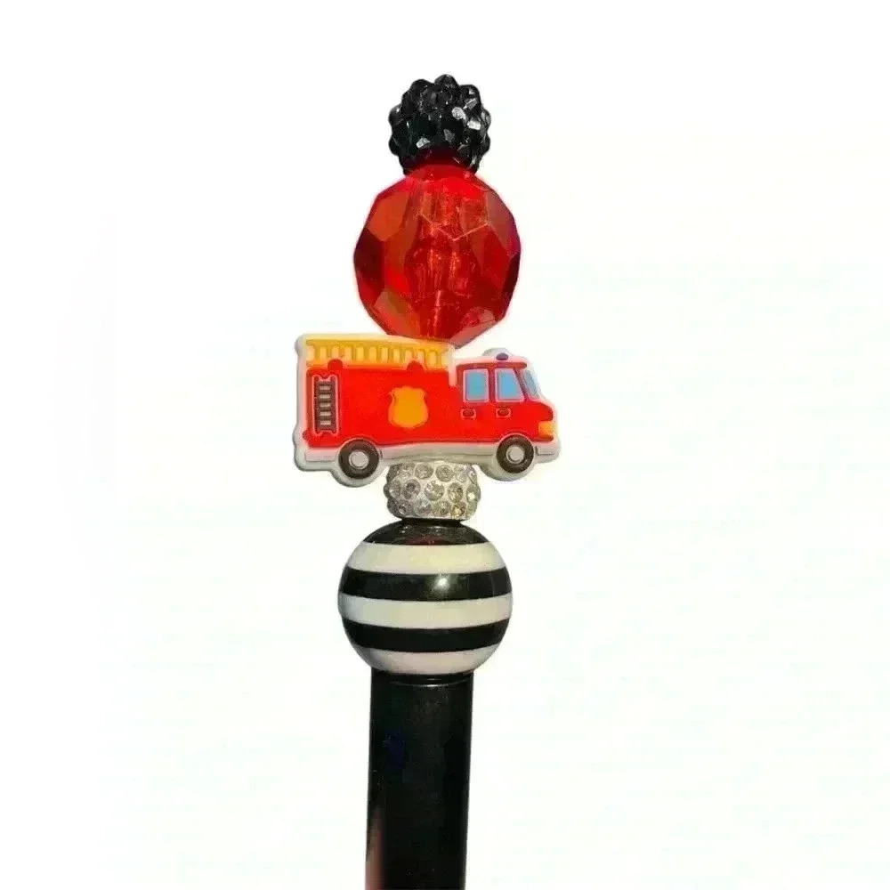 Fire truck beaded pen